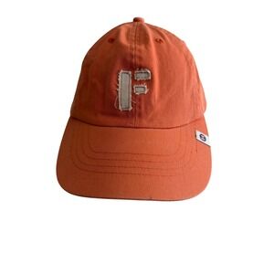 Fossil Mens Orange Cotton Distressed Patch Baseball Cap Hat Adjustable Strap 54